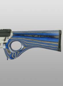 AR-15 Lochschaft ohne Fingerrillen, Schichtholz blau, glatt lackiert