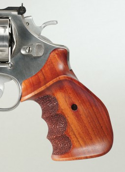 S&W N-Frame round butt stippled fi.-gr., open back, thumb rest, slight palm rest